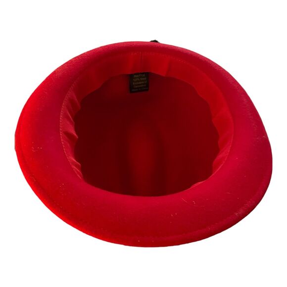 NWT Xhilaration red/black 100% wool fedora hat preppy indie - Picture 5 of 6